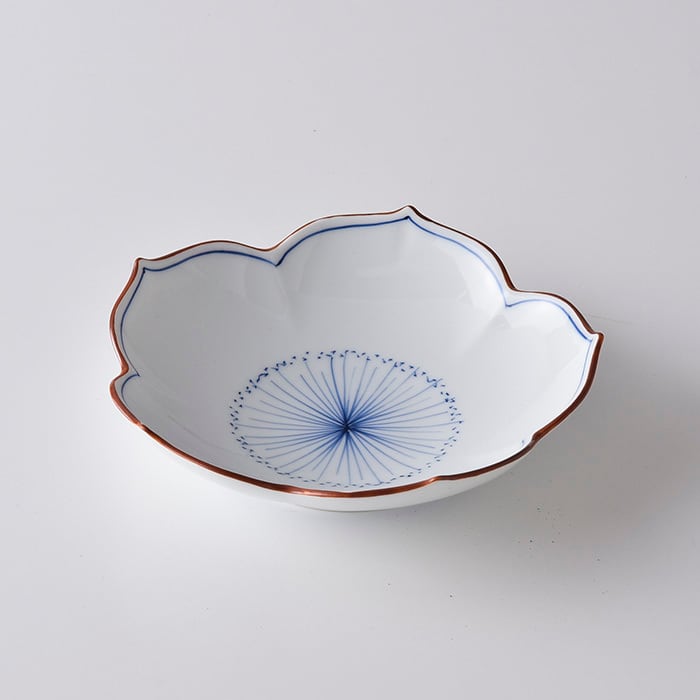 Korin Kiln Kikyo-shaped Plate 桔梗絵 桔梗型皿 – KONPOTO
