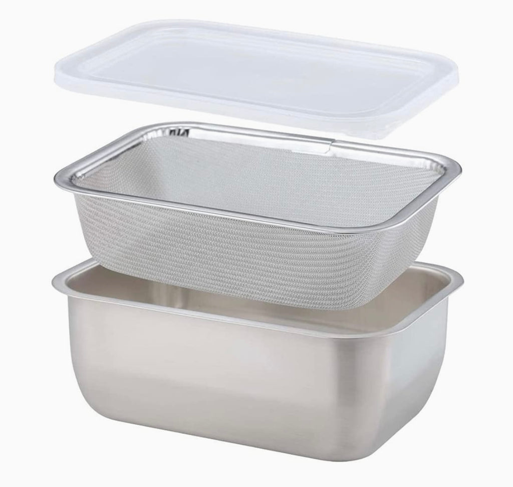 Shimomura Stainless Container with Lid and Skimmer