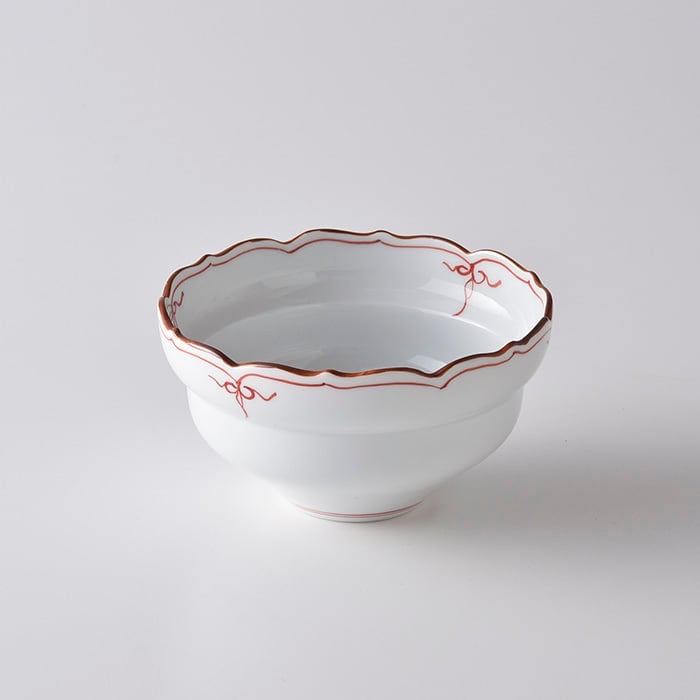 Korin Kiln Yoraku (red) multi-purpose bowl in the shape of a gorge