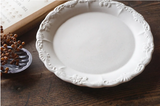 益子烧 White silver Motif round plate and Copper rust glaze Pansy soup plate set (2 pcs)