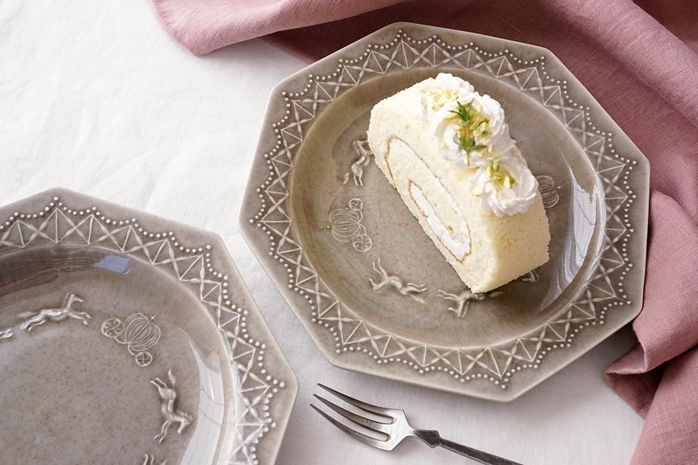 Yoshizawa Pear Stone Gray Merry-Go-Round Octagonal Plate