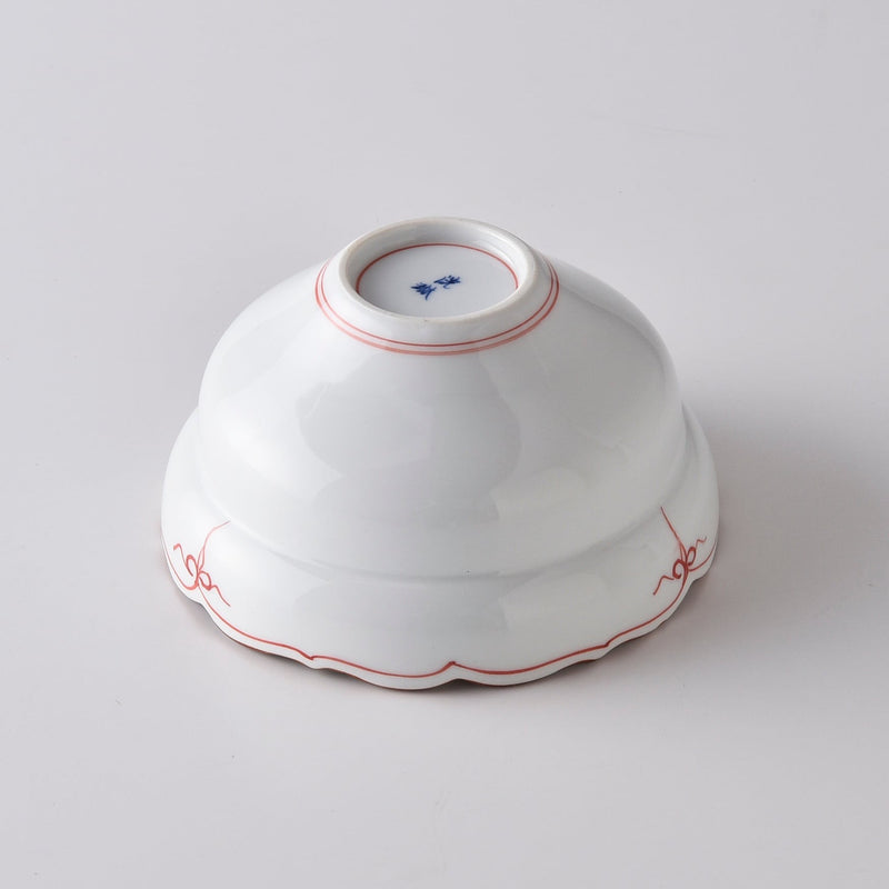 Korin Kiln Yoraku (red) multi-purpose bowl in the shape of a gorge