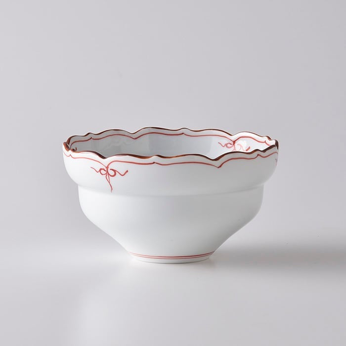 Korin Kiln Yoraku (red) multi-purpose bowl in the shape of a gorge