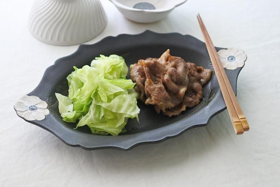 Yoshizawa Charcoal Anemone Oval Plate - Thumbnail 2