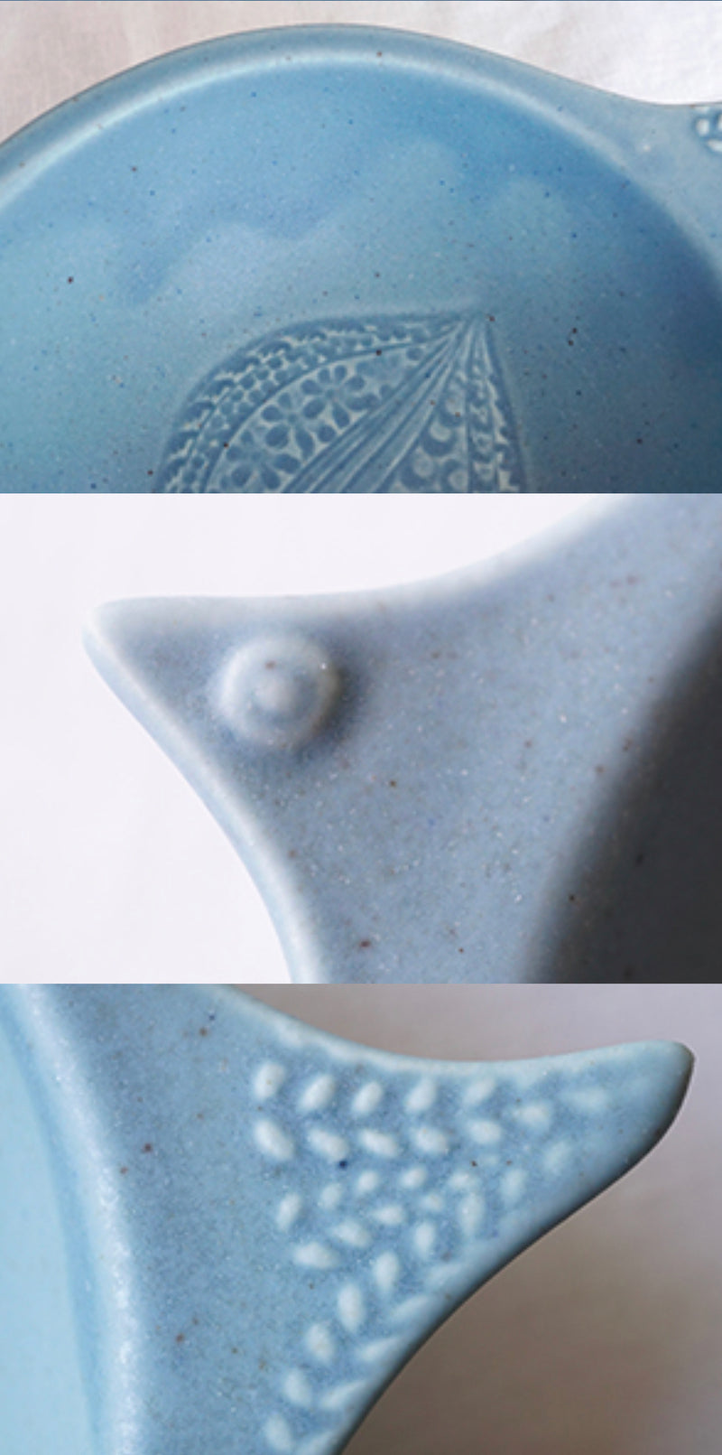 益子焼 Yoshizawa kiln Smoky Light Blue Gray Bird bowl