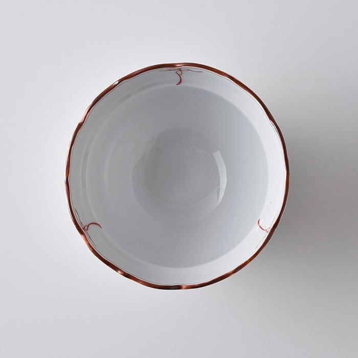 Korin Kiln Yoraku (red) multi-purpose bowl in the shape of a gorge