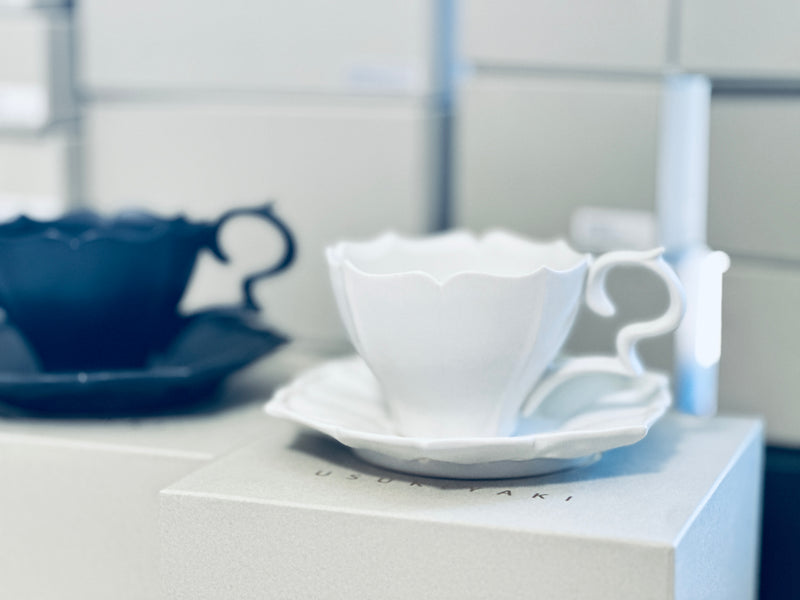 USUKIYAKI 臼杵烧 Tea Cup & Saucer (WHITE)