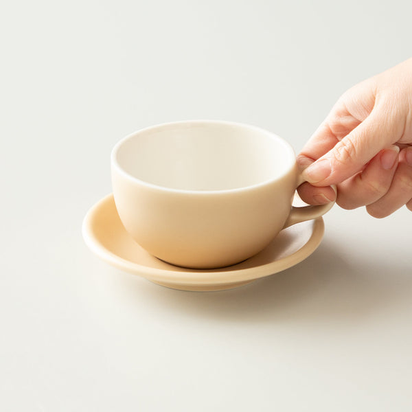 Origami Latte Cup and Saucer Beige 10oz