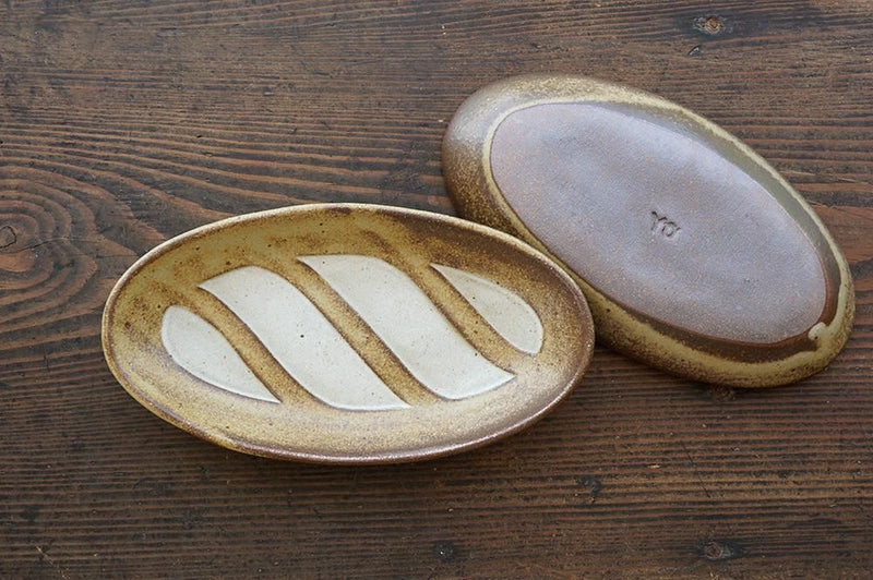 益子焼 Yoshizawa kiln French bread plate (Short)
