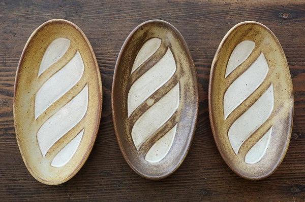 益子焼 Yoshizawa kiln French bread plate (Short)