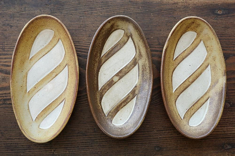 益子焼 Yoshizawa kiln French bread plate (Short)