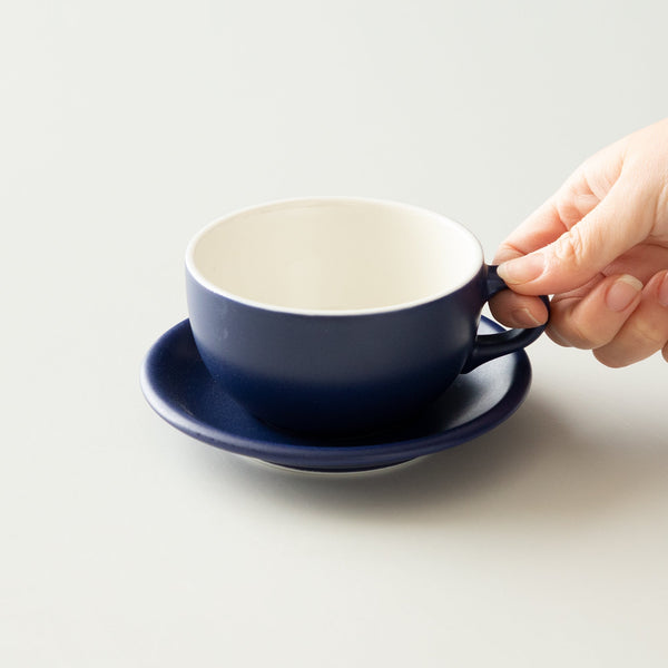 Origami Latte Cup and Saucer  Navy 10oz