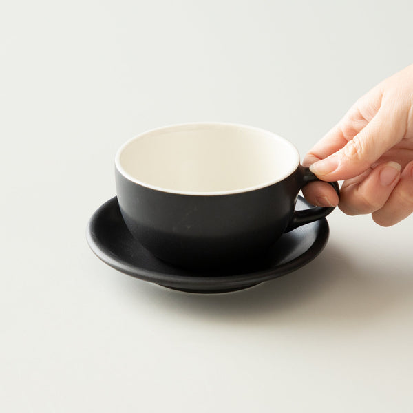 Origami Latte Cup and Saucer Matt Black 10oz