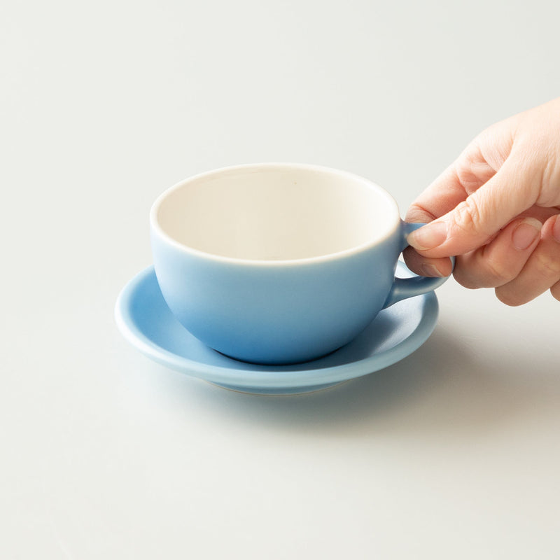 Origami Latte Cup and Saucer Matt Blue 10oz