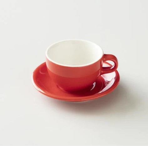 Origami Latte Cup and Saucer Red 6oz, red