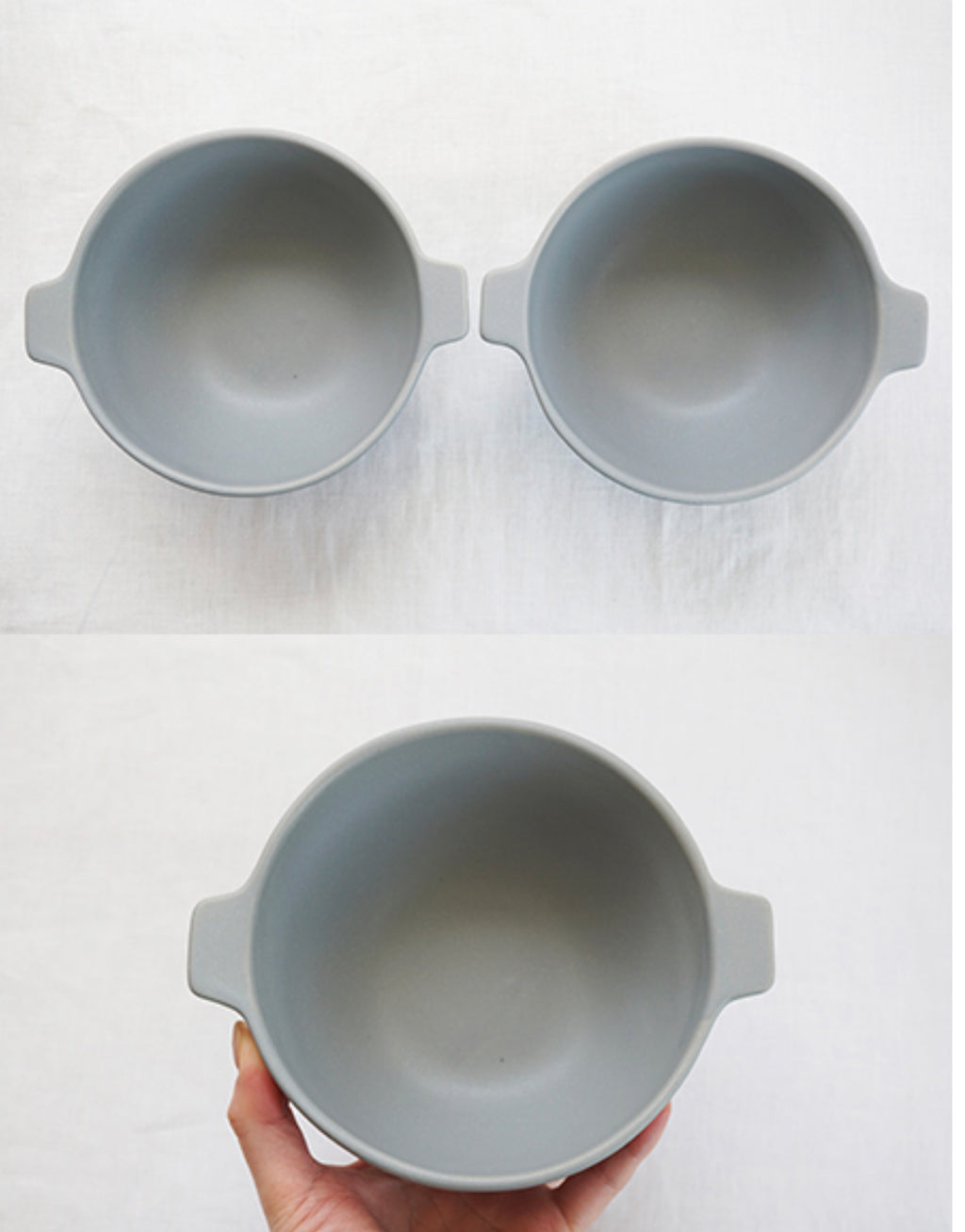 Yoshizawa kiln Gray Soup Bowl with Ears Large - Thumbnail 5