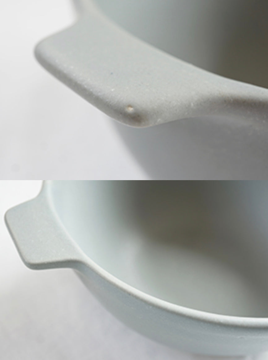 Yoshizawa kiln Gray Soup Bowl with Ears Large - Thumbnail 4