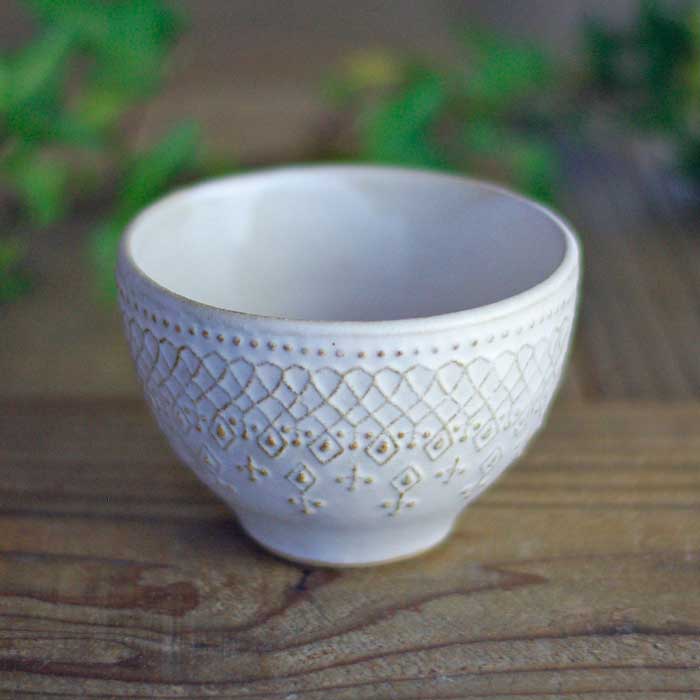益子焼 Wakasama pottery French Lace cup matte white