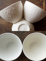 益子烧 Yoshizawa kiln Matt White Botanical Round cup