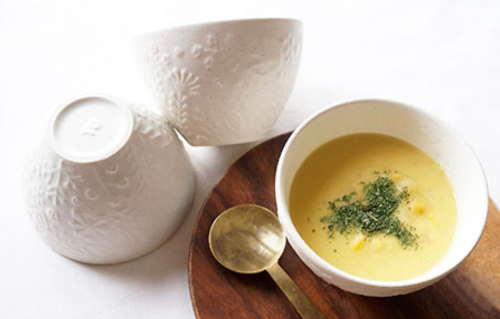 Yoshizawa kiln Matt White Botanical Round cup - Thumbnail 4