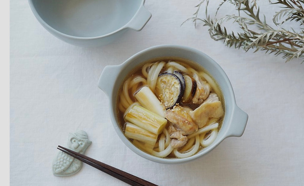 Yoshizawa kiln Gray Soup Bowl with Ears Large