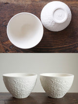 益子烧 Yoshizawa kiln Matt White Botanical Round cup