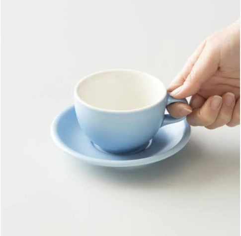 Origami Latte Cup and Saucer Matt Blue 6oz