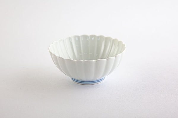 Shobido Kisen Kiln White Porcelain Chrysanthemum Split Maruchiyoguchi Set (5 pieces) 白磁 菊割【丸千代口】