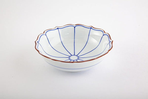 Shobido Kisen Kiln Mandarin Orange Split Kikyo Rim Multi-Purpose Small Bowl 染付みかん割 桔梗縁