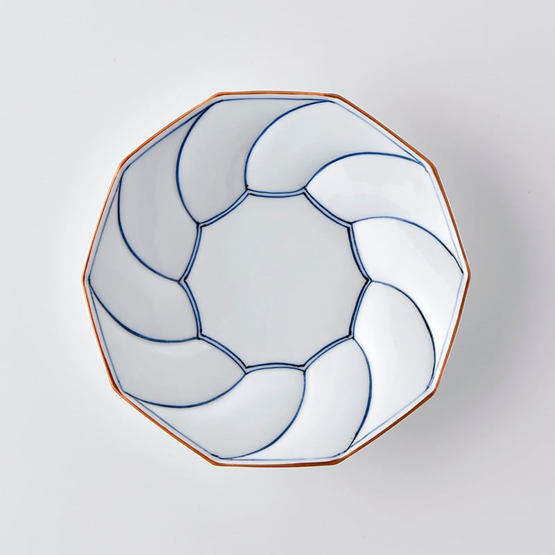 Korin Kiln Twisted Line Plate 7" ネジリ線 ネジリ皿（青）