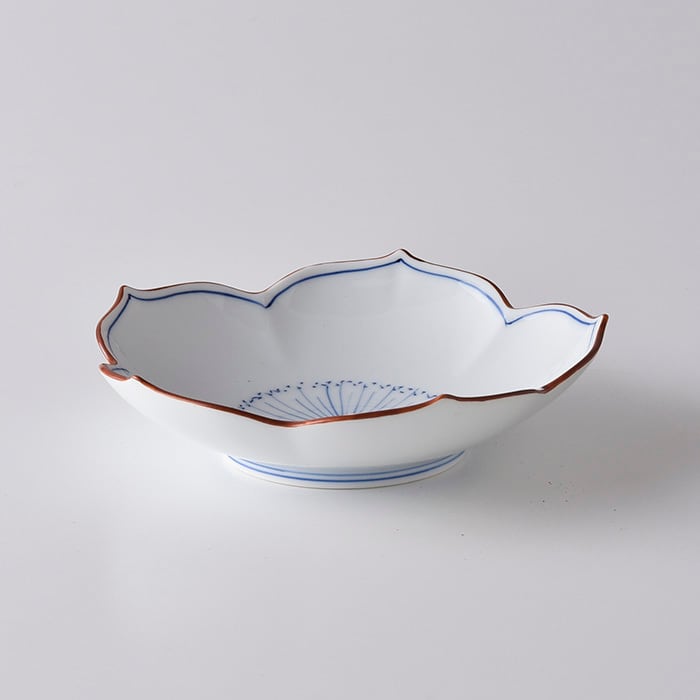 Korin Kiln Kikyo-shaped Plate 桔梗絵 桔梗型皿