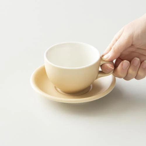 Origami Latte Cup and Saucer Matte Beige 6oz