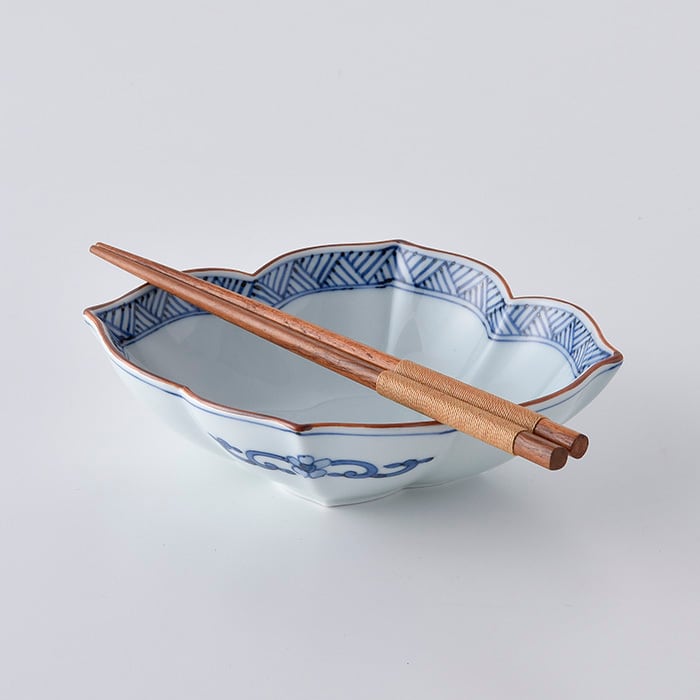 Korin Kiln Flower Pattern Sashimi Bowl - Thumbnail 3