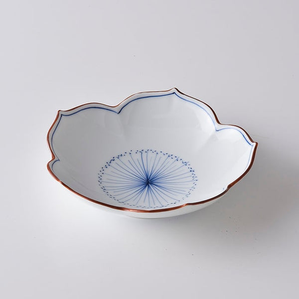 Korin Kiln Kikyo-shaped Plate 桔梗絵 桔梗型皿